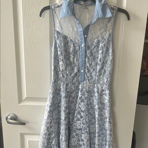 Pinky Light Blue Lace Sleeveless Dress